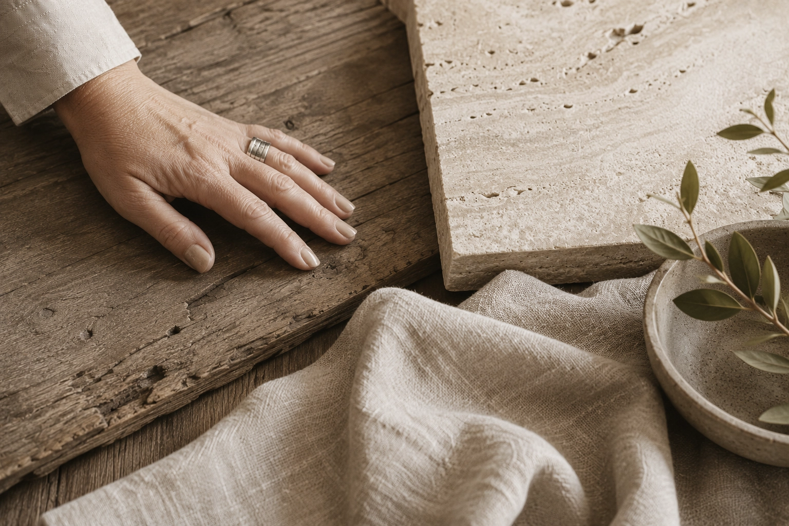 Cross Sensory Design: Wenn ein Raum mit allen Sinnen spricht. Holz, Stein, Stoff so werden alle Sinne angesprochen.